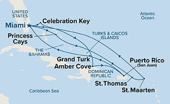 Eastern Caribbean Adventurer with Celebration Key — Itinerary Map