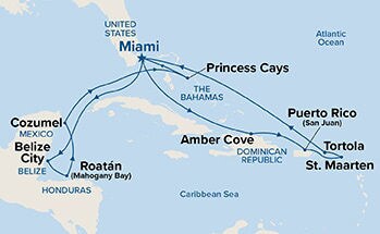 Eastern/Western Caribbean with Celebration Key Holiday — Itinerary Map