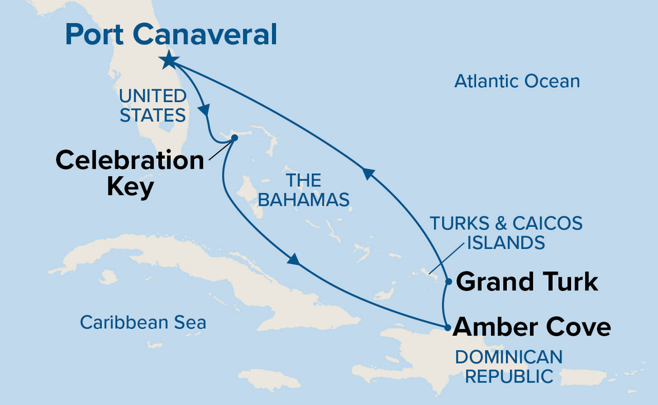 Eastern Caribbean with Celebration Key Holiday — Itinerary Map