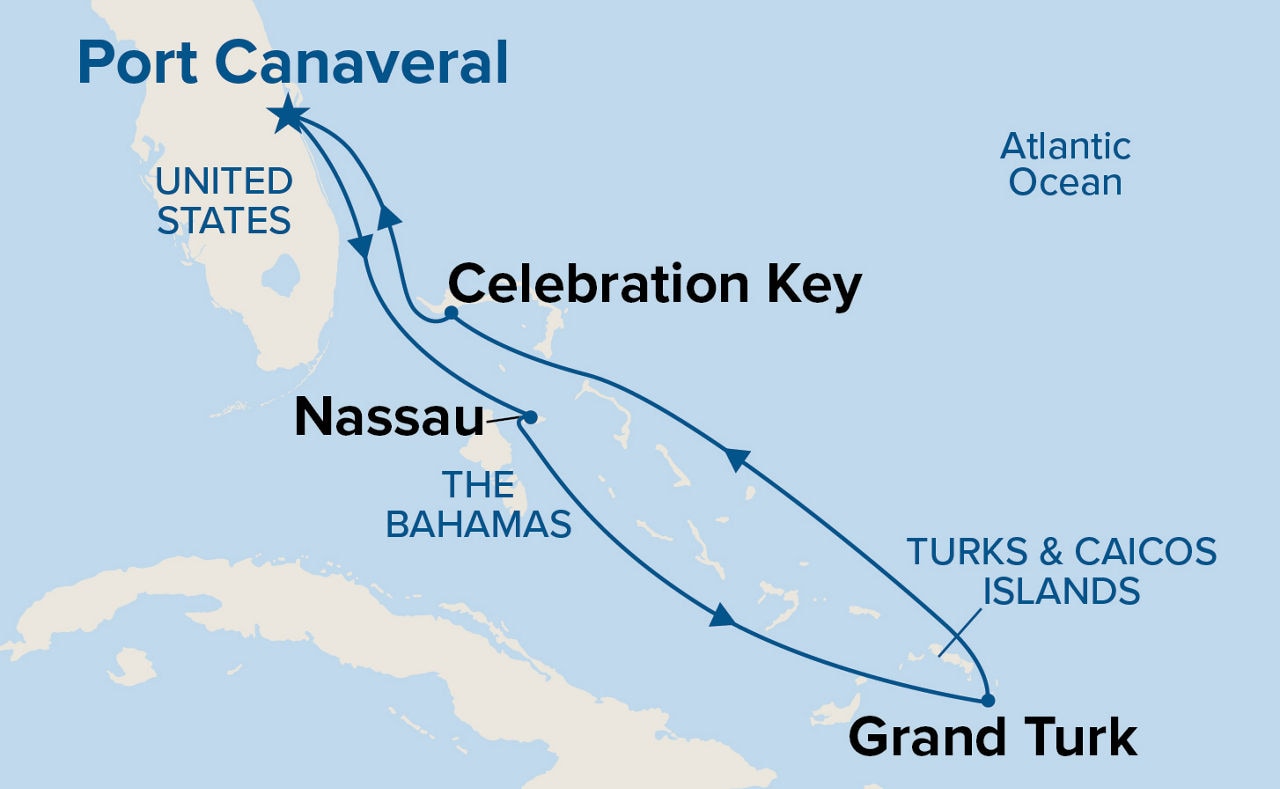 Eastern Caribbean with Turks and Caicos & Celebration Key — Itinerary Map