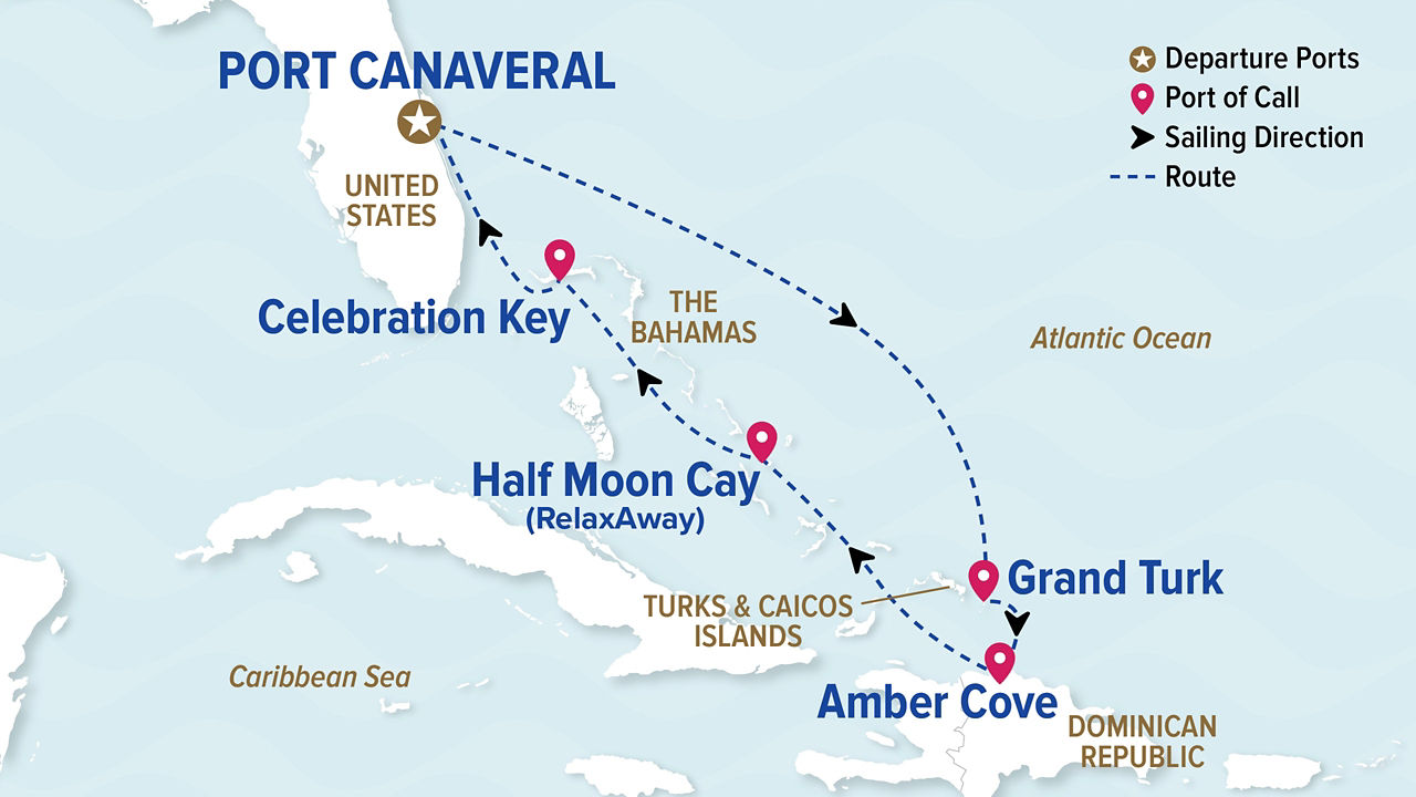 Eastern Caribbean With Celebration Key — Itinerary Map