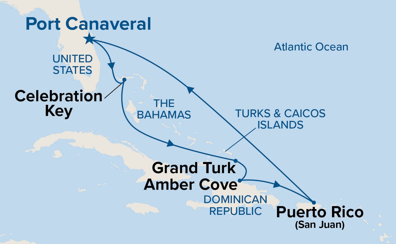Eastern Caribbean with Puerto Rico & Celebration Key — Itinerary Map