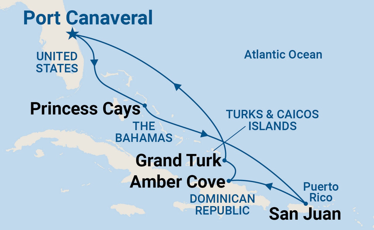 Eastern Caribbean with Puerto Rico Holiday — Itinerary Map
