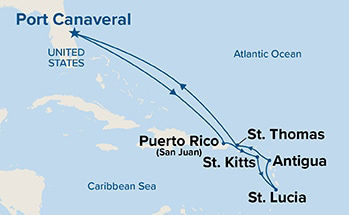Southern Caribbean With St. Lucia — Itinerary Map