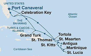 Southern Caribbean With Martinique & Celebration Key Holiday — Itinerary Map