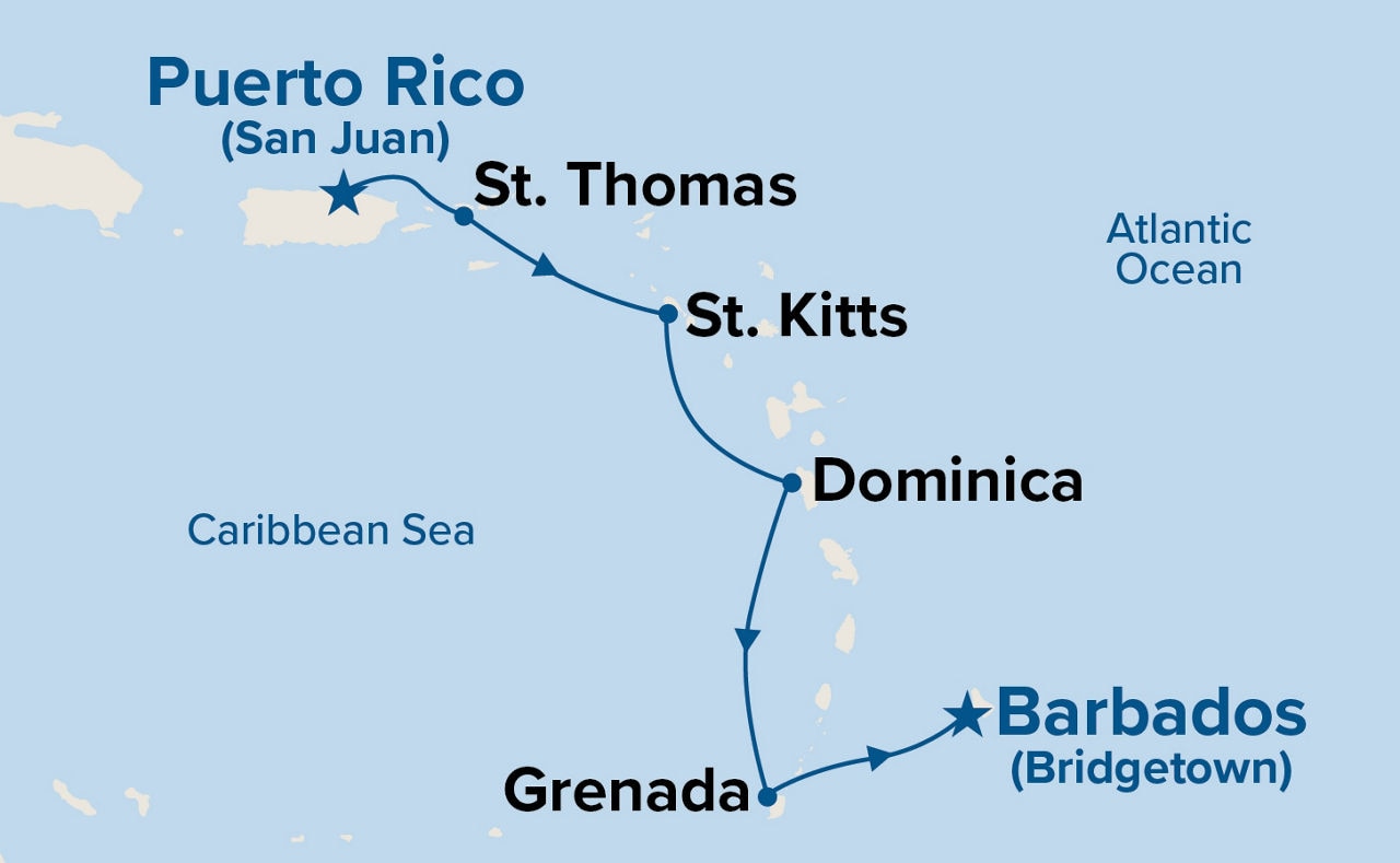 Eastern Caribbean with St. Kitts — Itinerary Map