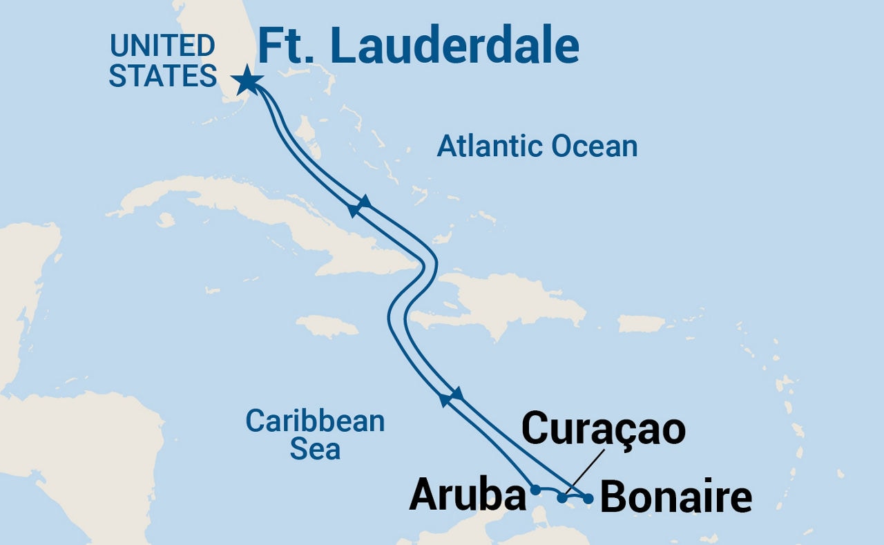 Southern Caribbean with ABC Islands — Itinerary Map