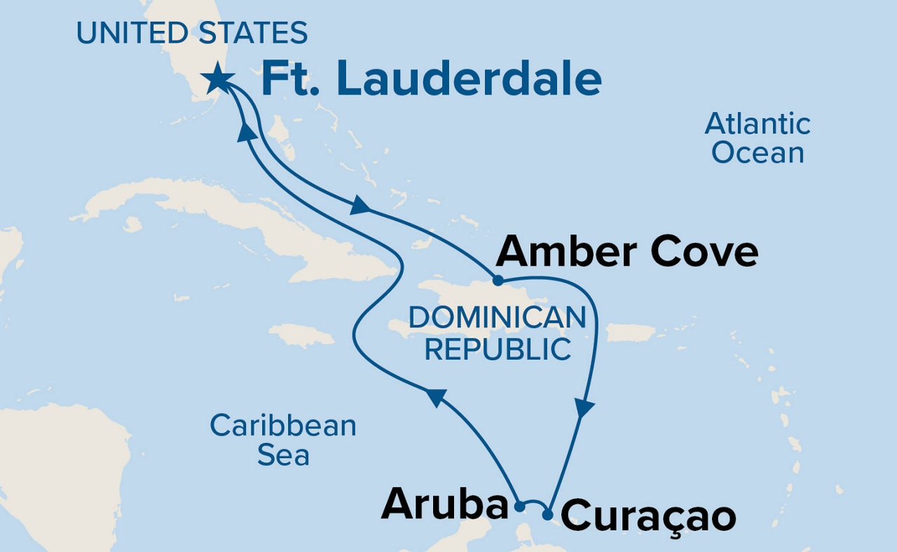 Southern Caribbean with Aruba — Itinerary Map