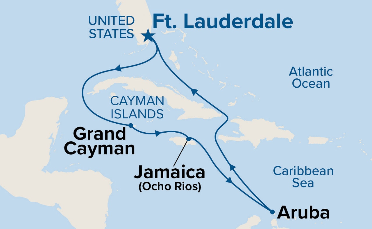 Southern Caribbean with Aruba — Itinerary Map