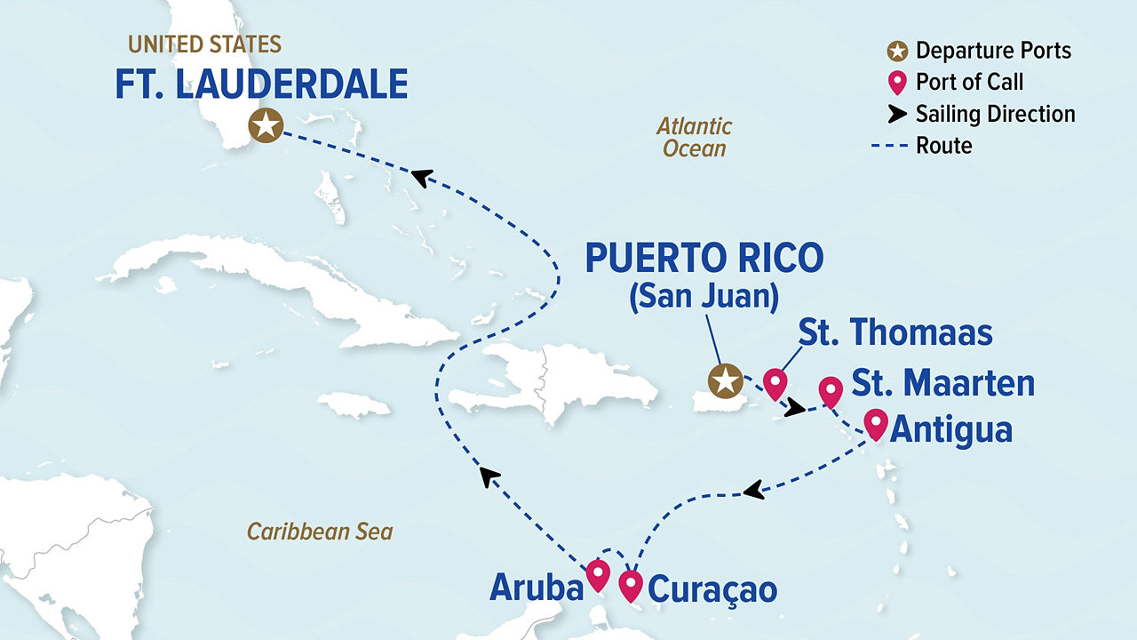 Southern Caribbean Islander — Itinerary Map