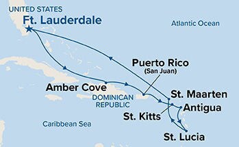 Southern Caribbean with St. Lucia — Itinerary Map