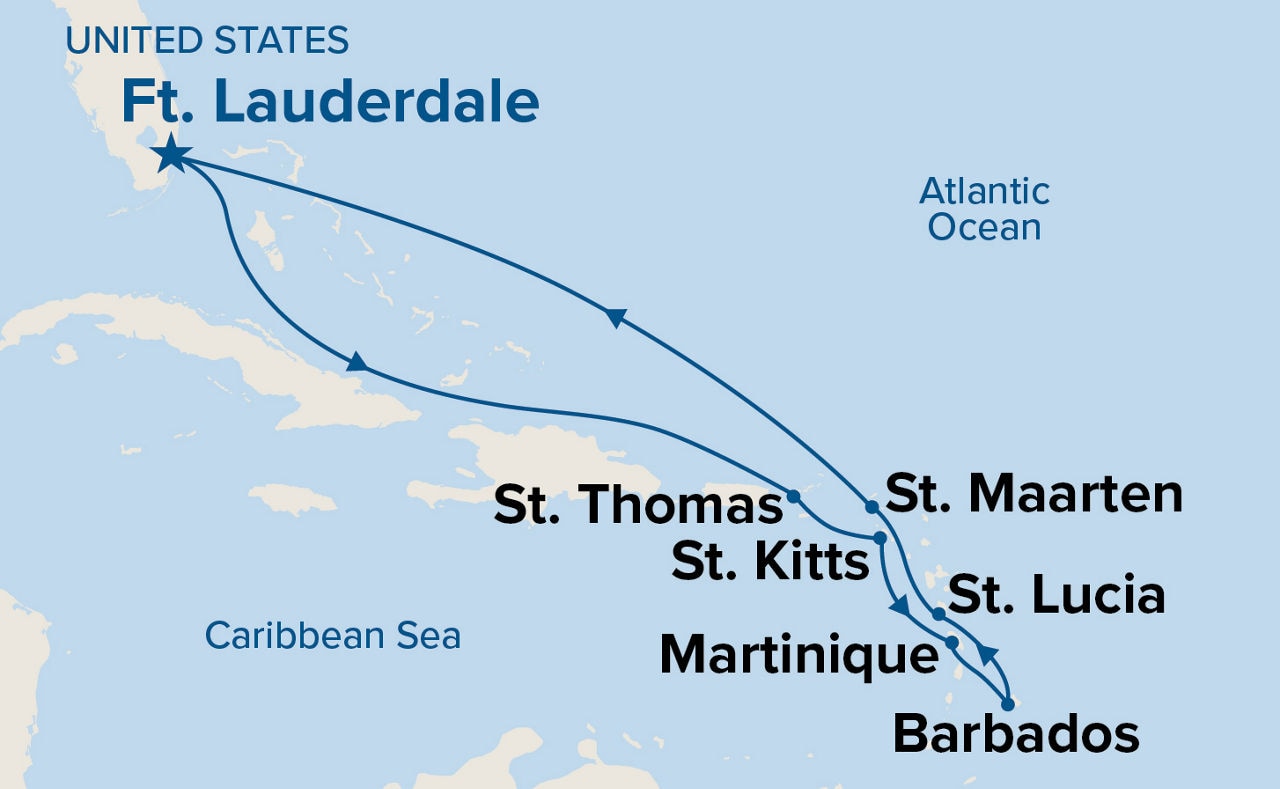 Southern Caribbean with Martinique Holiday — Itinerary Map