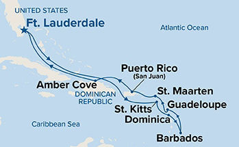 Southern Caribbean with Barbados Holiday — Itinerary Map