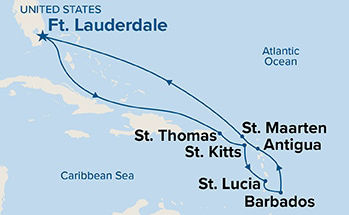 Southern Caribbean with Barbados — Itinerary Map