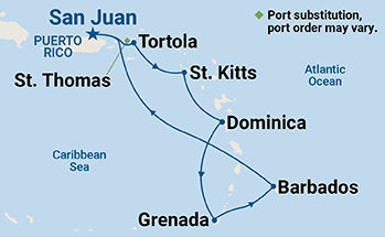 Southern Caribbean with Barbados and Tortola — Itinerary Map