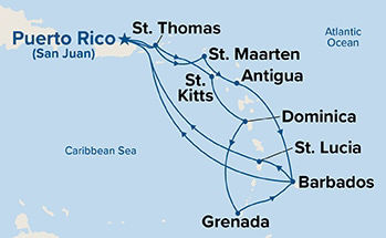 Southern Caribbean Adventurer — Itinerary Map