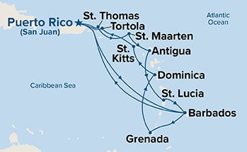 Southern Caribbean Adventurer Holiday — Itinerary Map