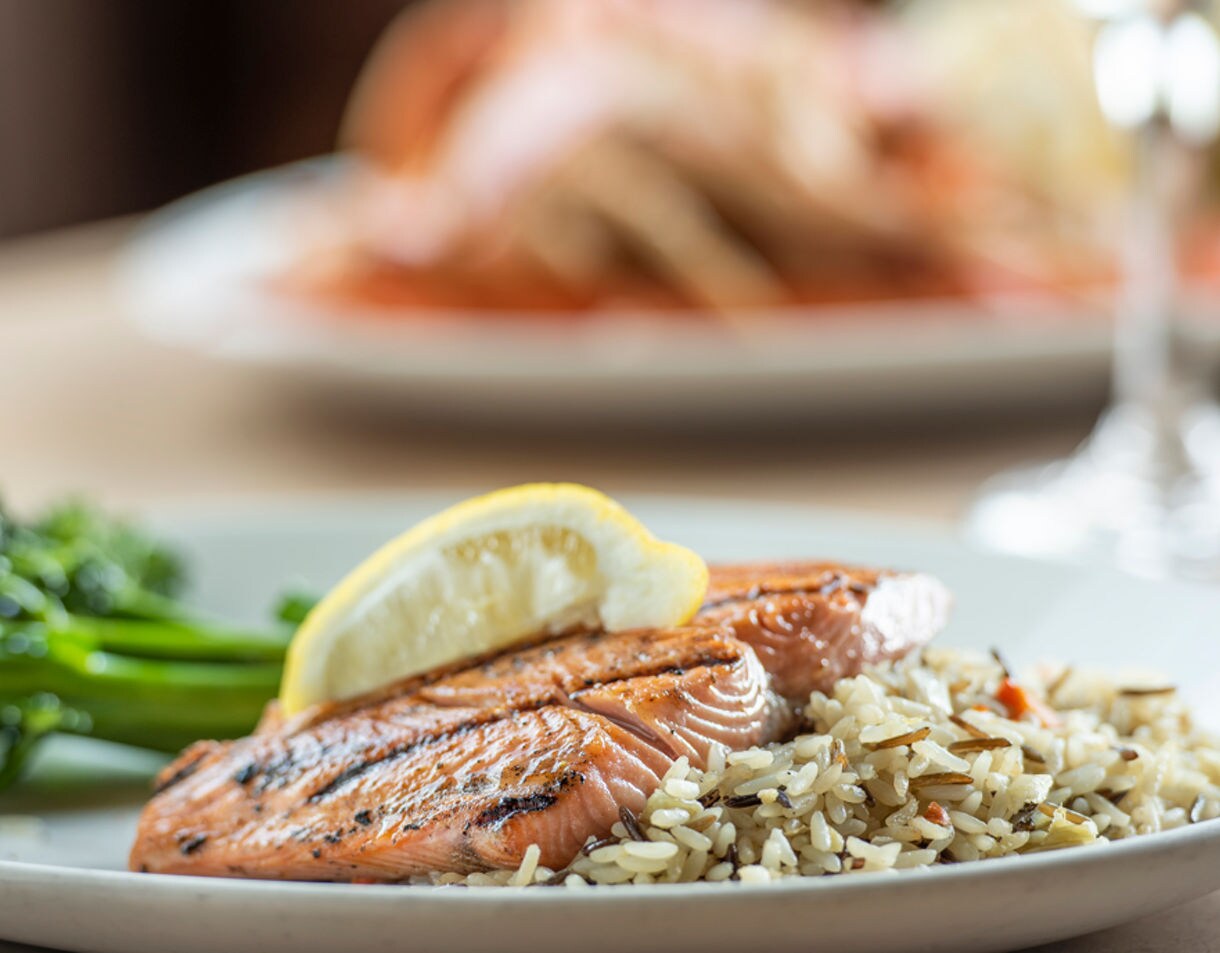 Copper River Salmon served with seasonal vegetables