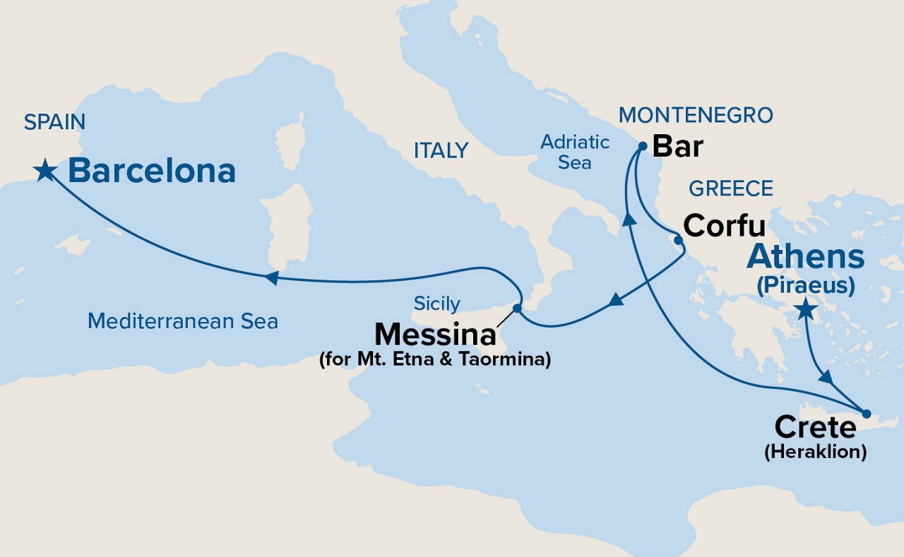 Mediterranean with Greece & Adriatic — Itinerary Map