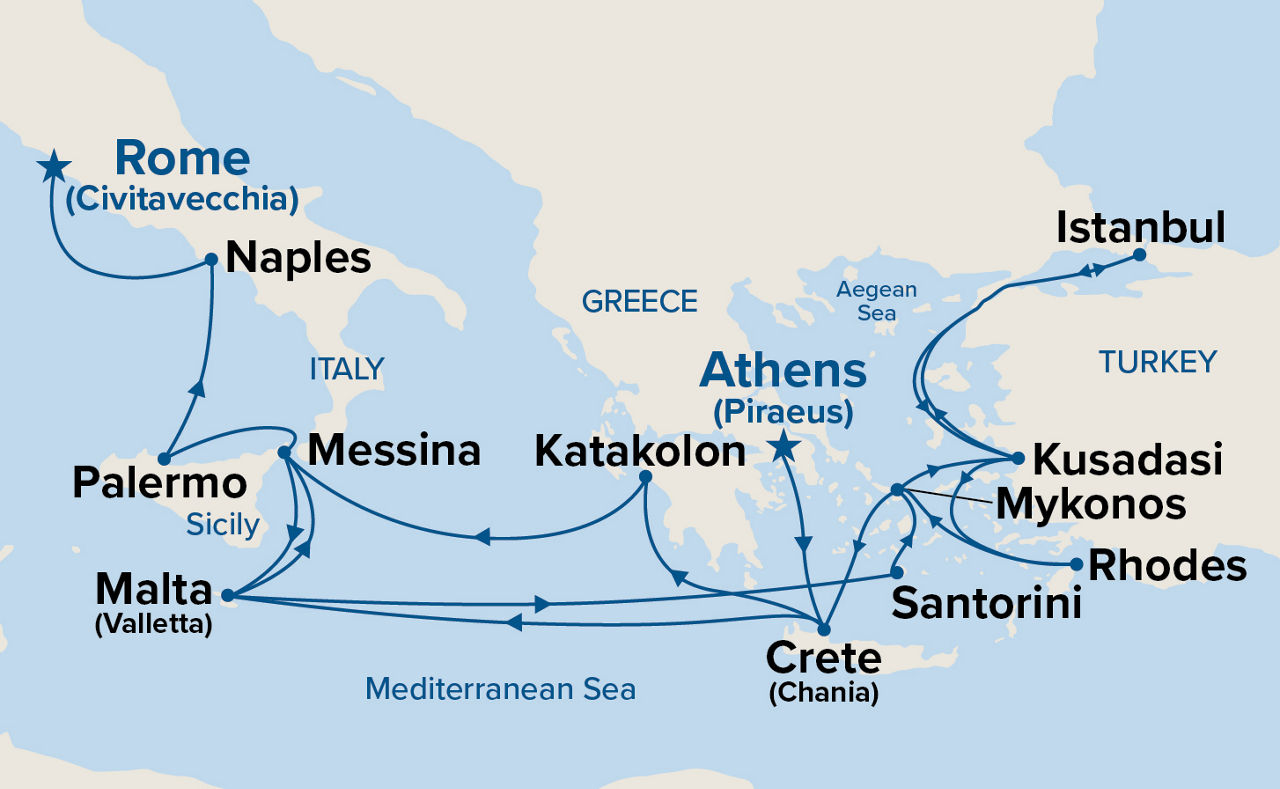 The Best of the Mediterranean — Itinerary Map