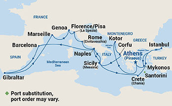The Best of the Mediterranean — Itinerary Map