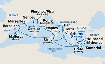 The Best of the Mediterranean — Itinerary Map