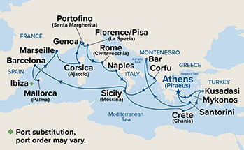 The Best of the Mediterranean — Itinerary Map