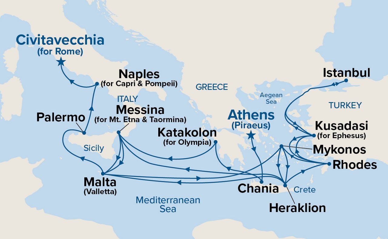 The Best of the Mediterranean — Itinerary Map