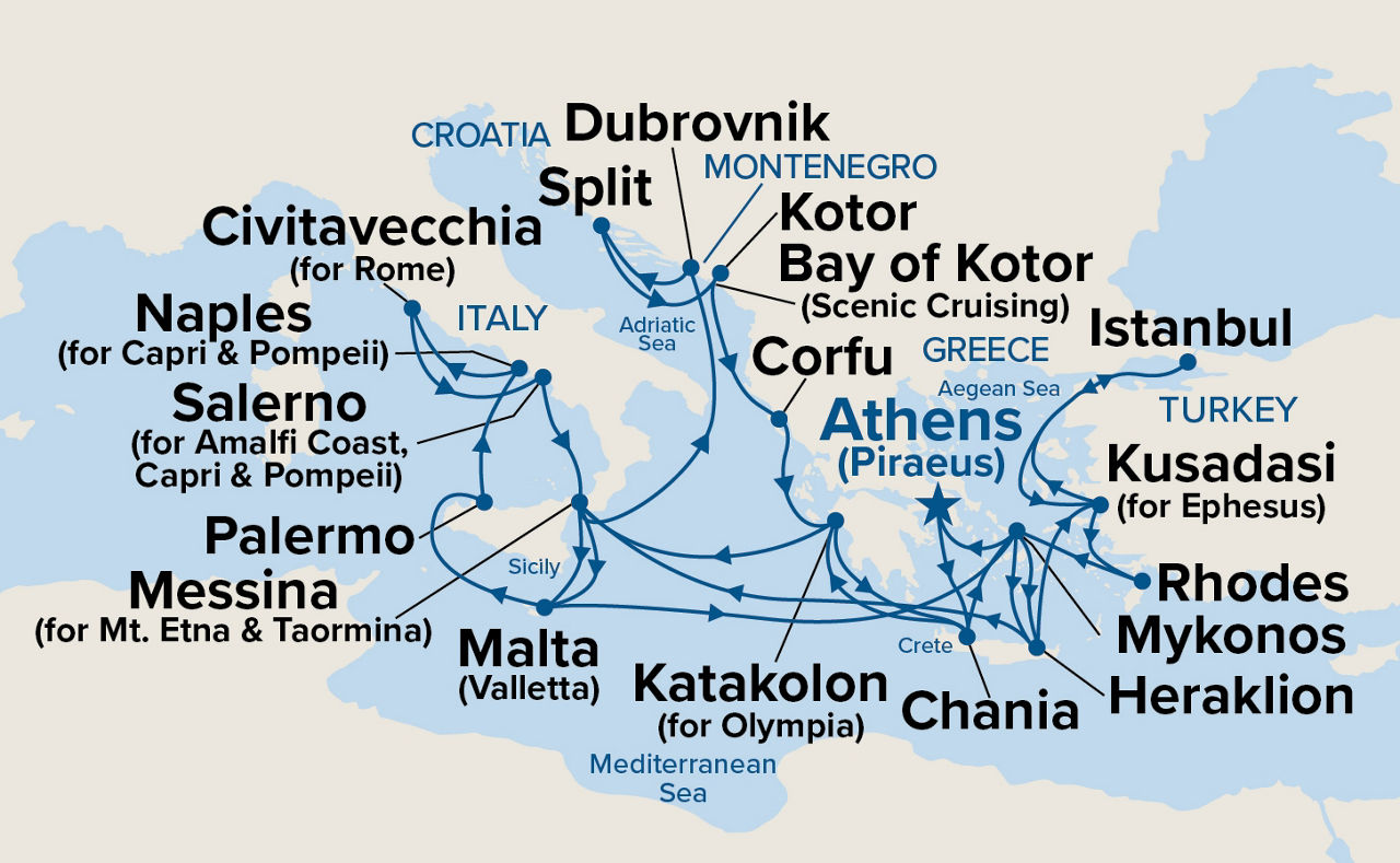 The Best of the Mediterranean — Itinerary Map