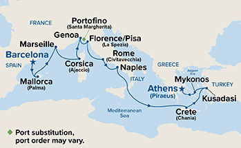 Mediterranean with Greece, Italy & Turkey — Itinerary Map