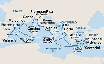The Best of the Mediterranean — Itinerary Map