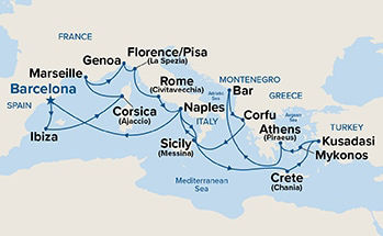 The Best of the Mediterranean — Itinerary Map
