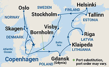 Norway, Denmark & Sweden — Itinerary Map