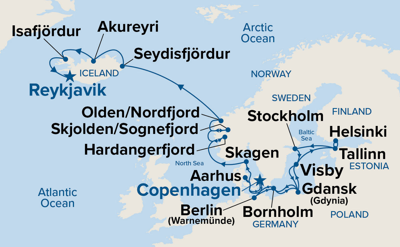Scandinavia & Viking Fjords Explorer — Itinerary Map