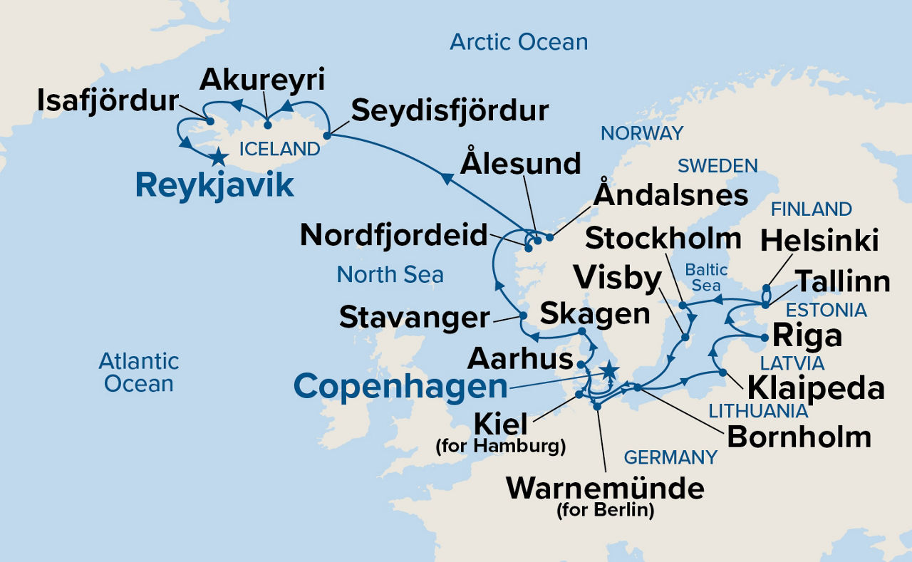 Scandinavia & Viking Fjords Explorer — Itinerary Map