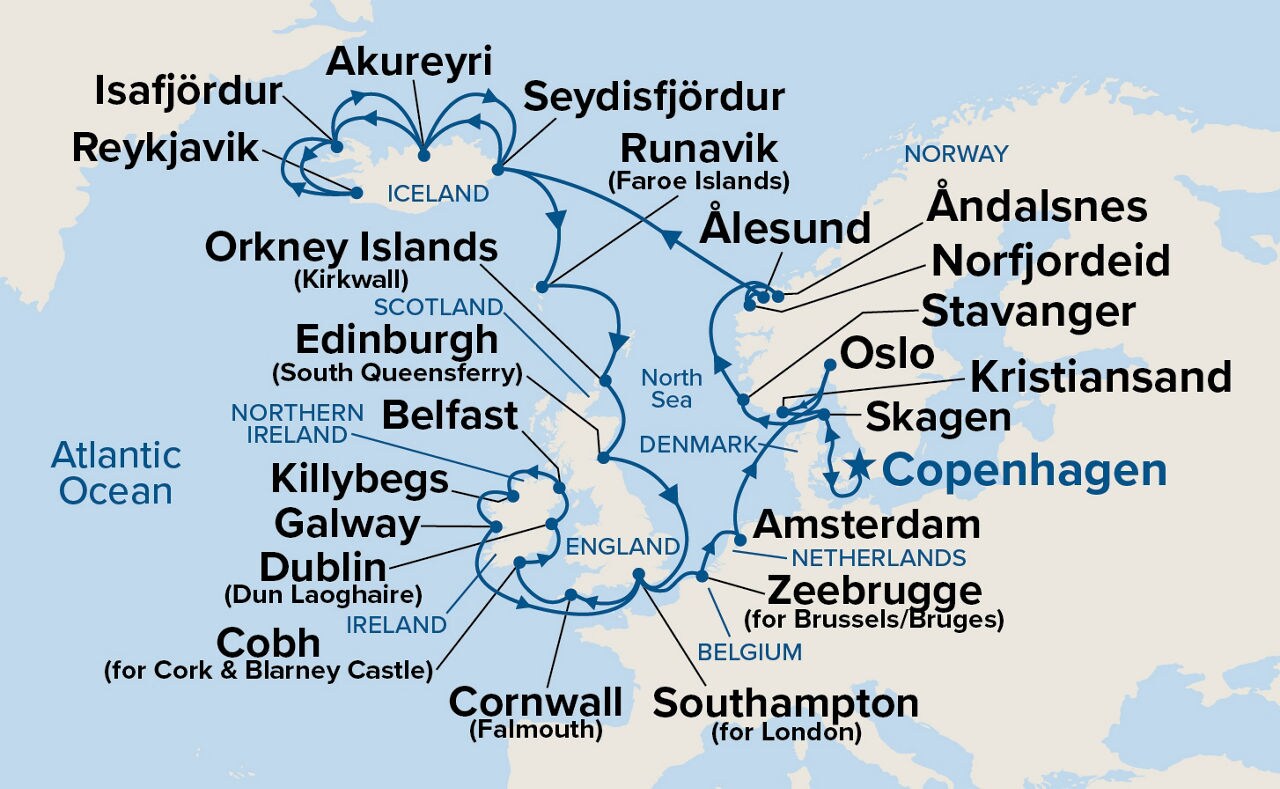 Northern Capitals & Viking Fjords Explorer — Itinerary Map