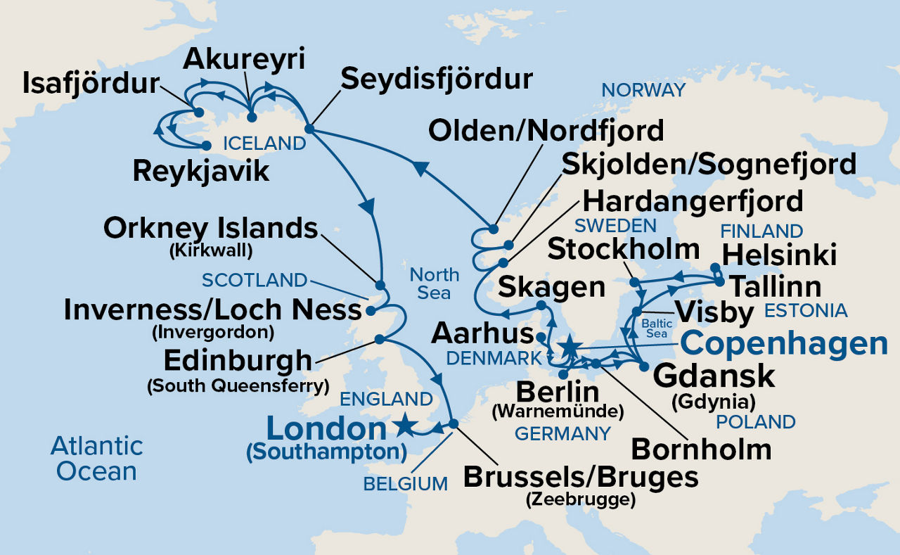 Scandinavia & Viking Fjords Explorer — Itinerary Map