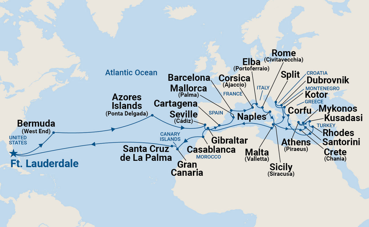 Grand Mediterranean Odyssey — Itinerary Map