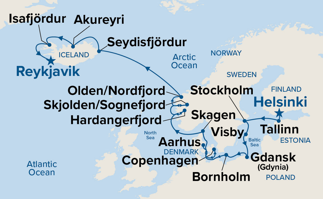 Scandinavia, Norway & Iceland Adventure — Itinerary Map