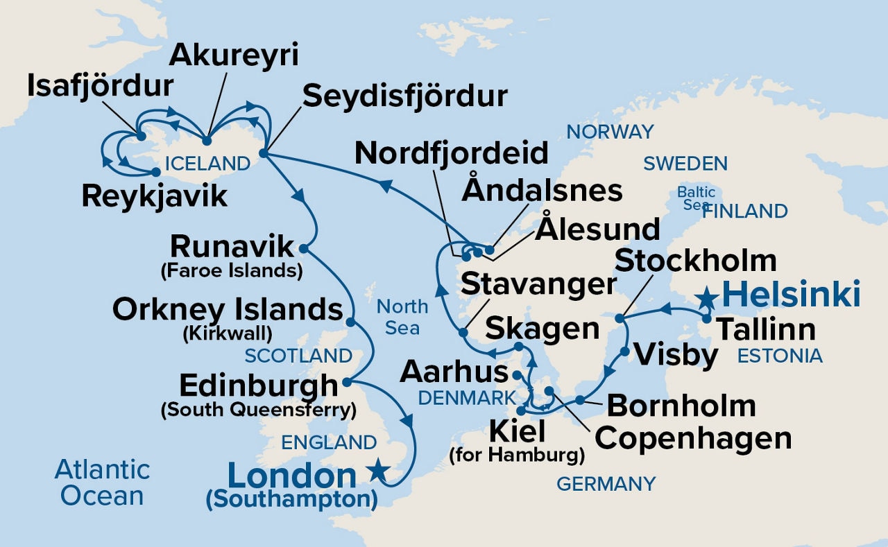 Scandinavia & Viking Fjords Explorer — Itinerary Map