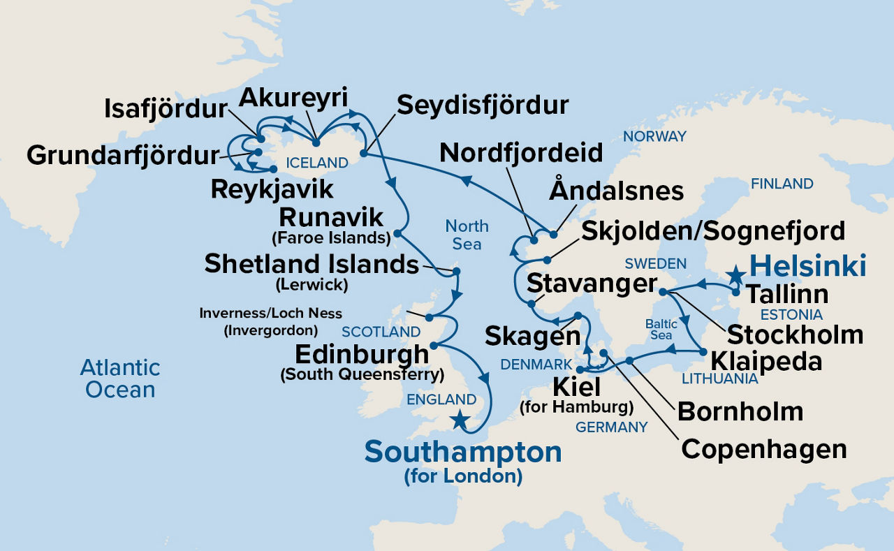 Scandinavia & Viking Fjords Explorer — Itinerary Map