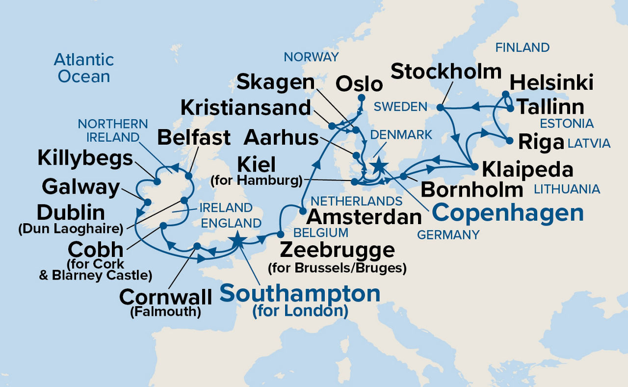 Scandinavia & British Isles Explorer — Itinerary Map