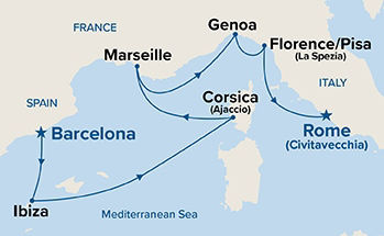 Western Mediterranean with Italy — Itinerary Map