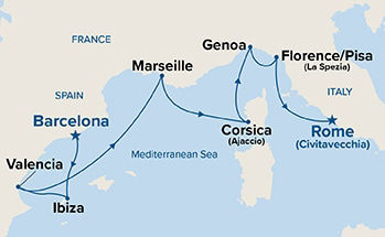 Western Mediterranean with Italy — Itinerary Map