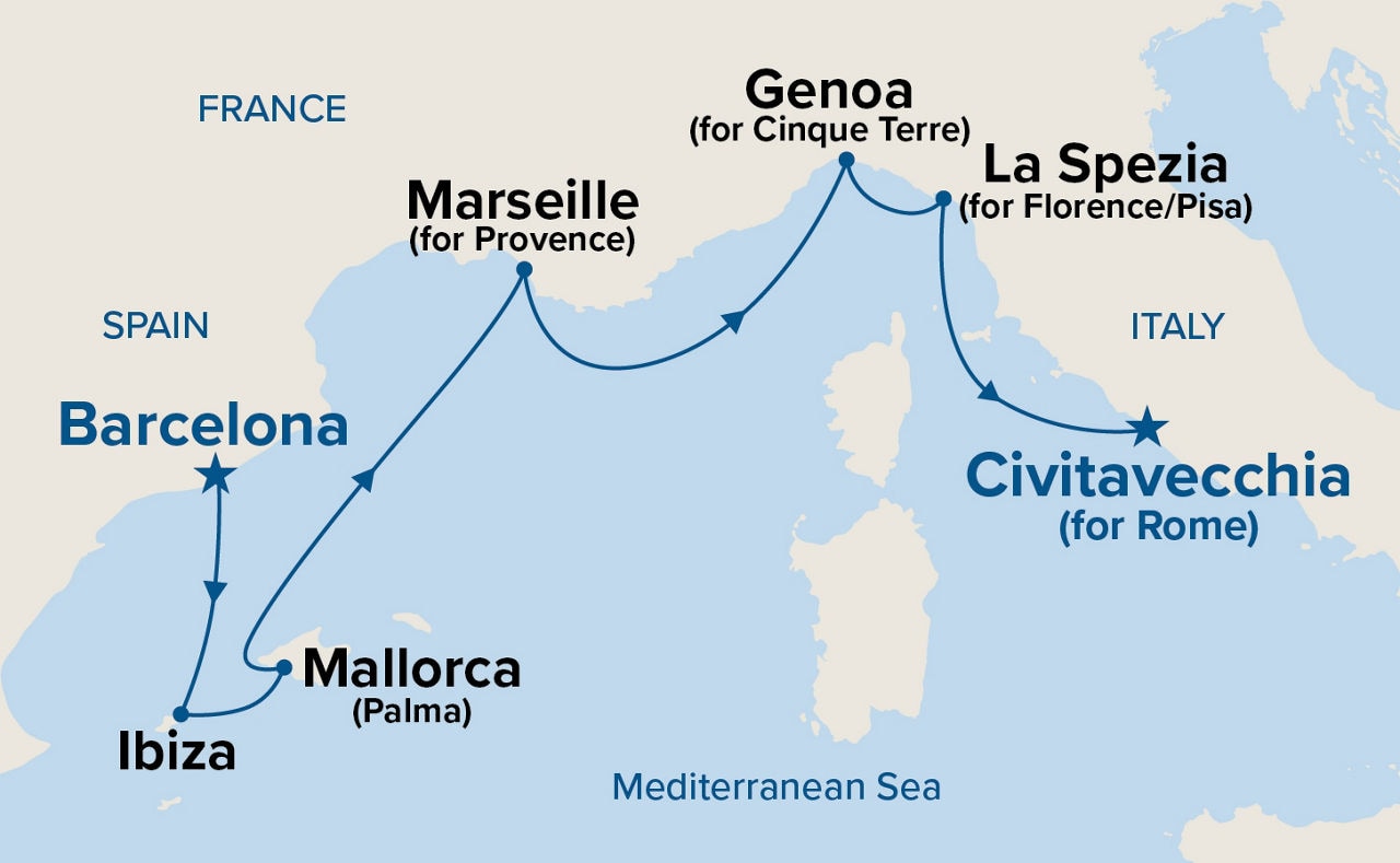 Western Mediterranean with Italy — Itinerary Map