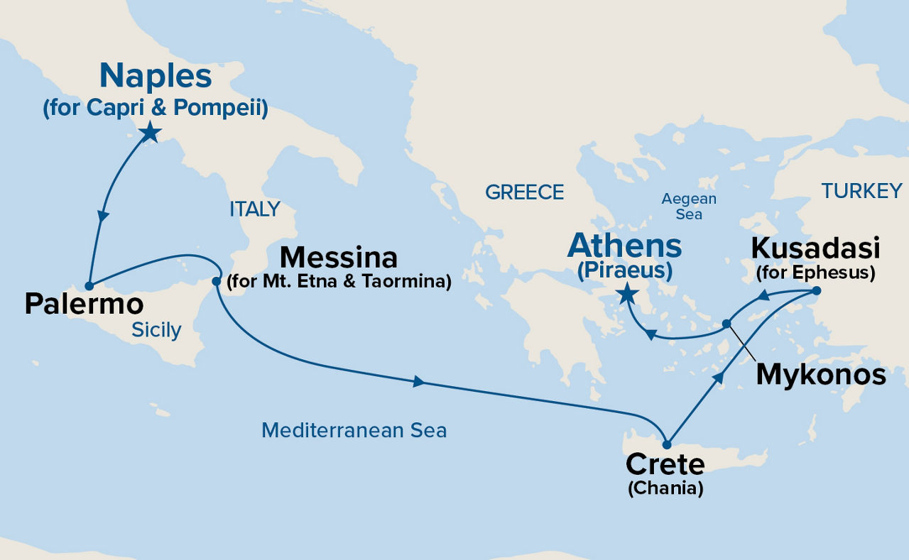 Mediterranean with Italy & Turkey — Itinerary Map