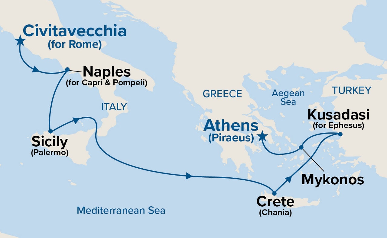 Mediterranean with Italy & Turkey — Itinerary Map