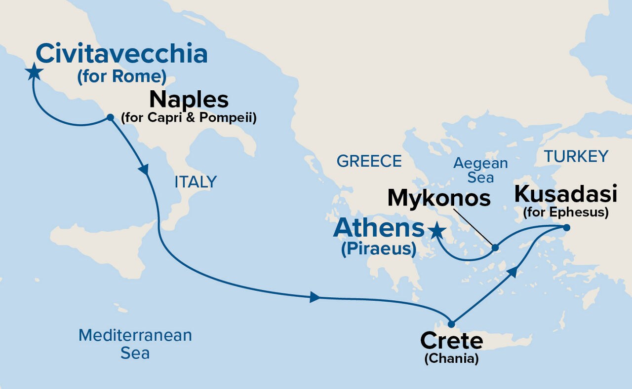 Mediterranean with Italy & Turkey — Itinerary Map