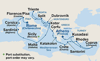The Best of the Mediterranean — Itinerary Map