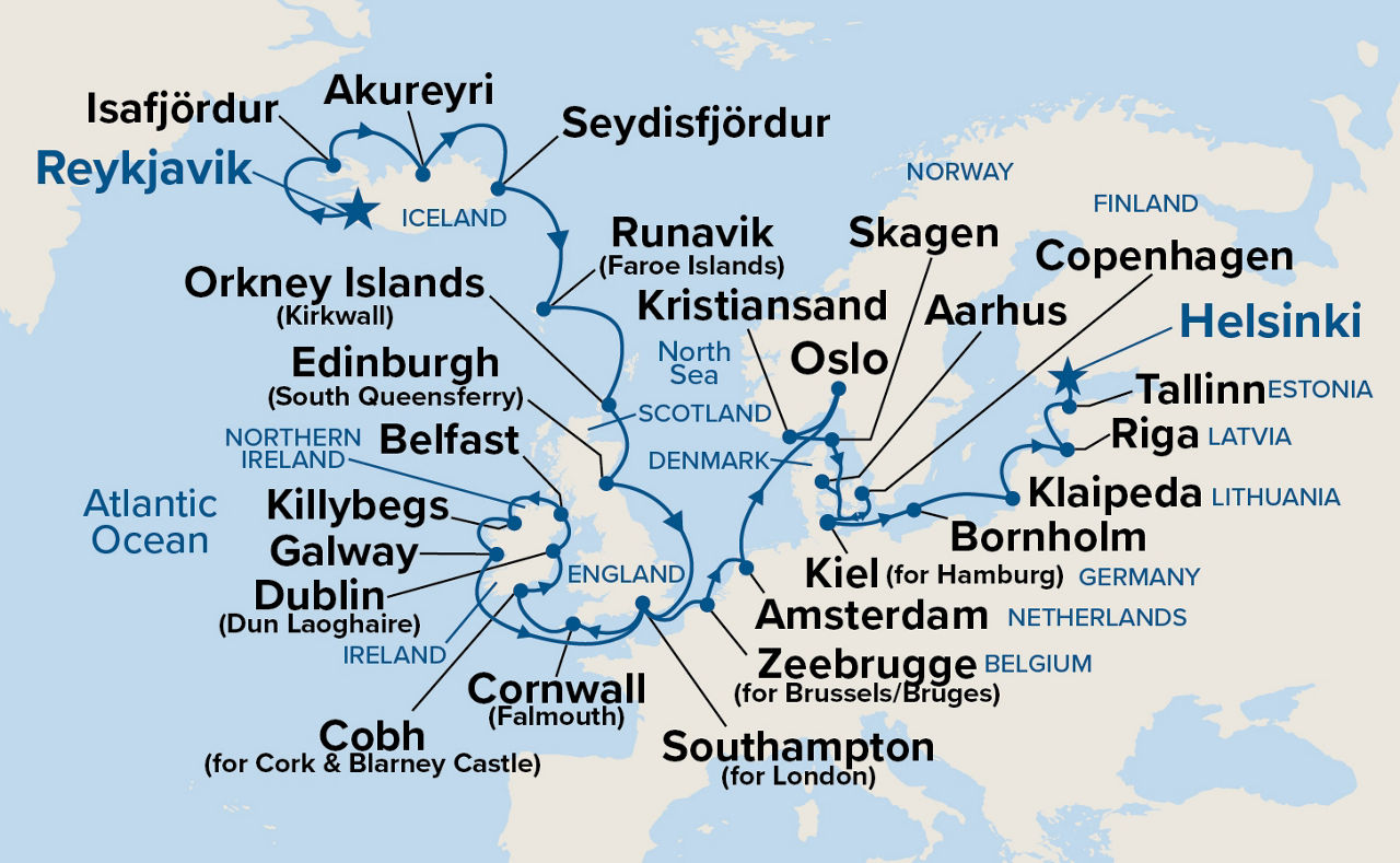 Northern Capitals & Viking Fjords Explorer — Itinerary Map